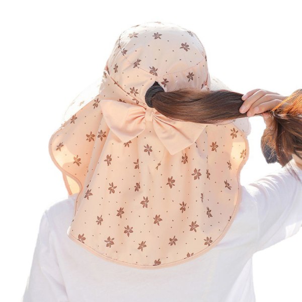 Kvinnelig sommersolhatt UV-beskyttelse Avtakbar ansiktsnetting hals Fl Blue