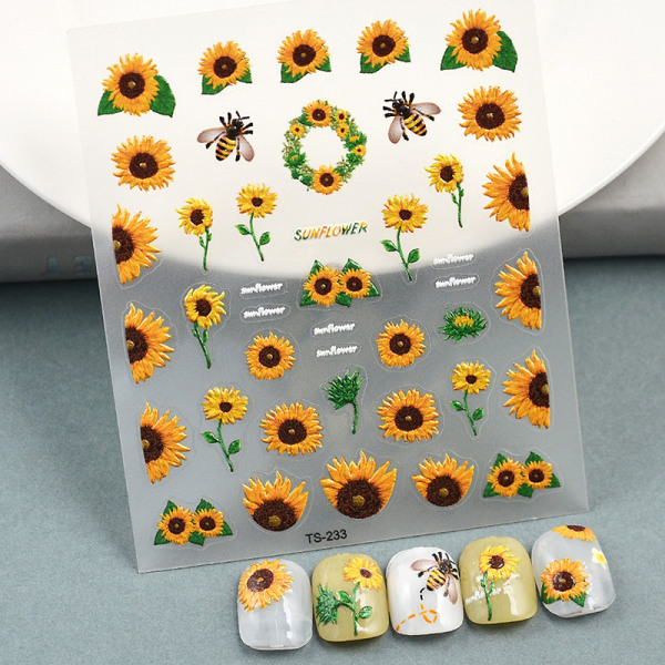 Nail Art Water Transfer Stickers Decal Pretty Sunflowers Nail D