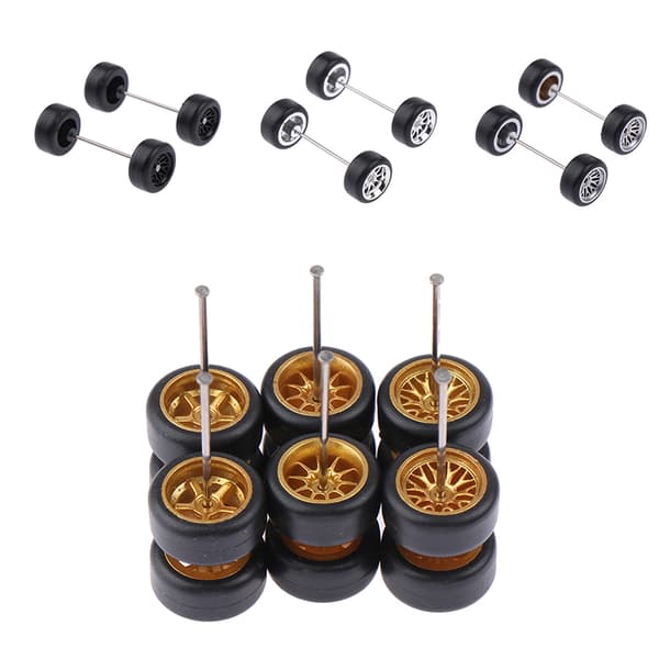 1 Set 1/64 modellbilhjul med gummidäck Modifierade delar Ve B11 fork Red