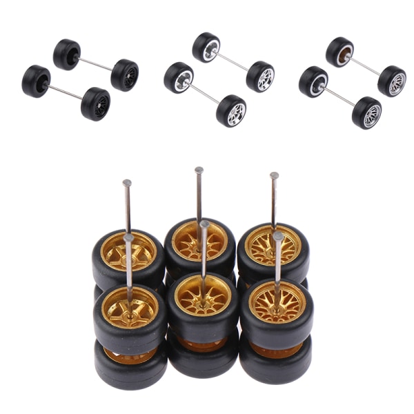 1 Set 1/64 modellbilhjul med gummidäck Modifierade delar Ve B33 10Claws Gold