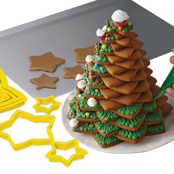 6 Stk/sæt Juletræ Cookie ter Stjerner Form Kage Biscuit ter