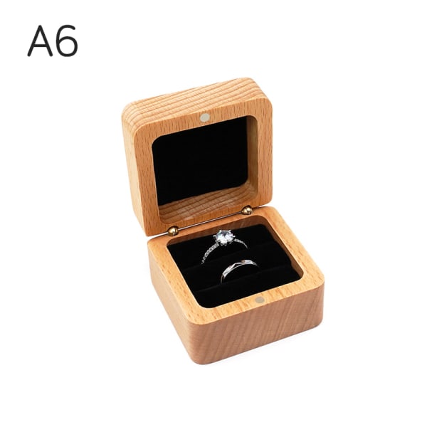 Wood Gifting Ring Gaveesker Etui Emballasje for smykker Ring Ne A6