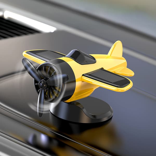 Soldrevet Roterende Fly Dashborddekorasjon Yellow