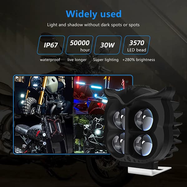 Uggla Motorcykel Extraljus Dimljus Projektorlins Spotli
