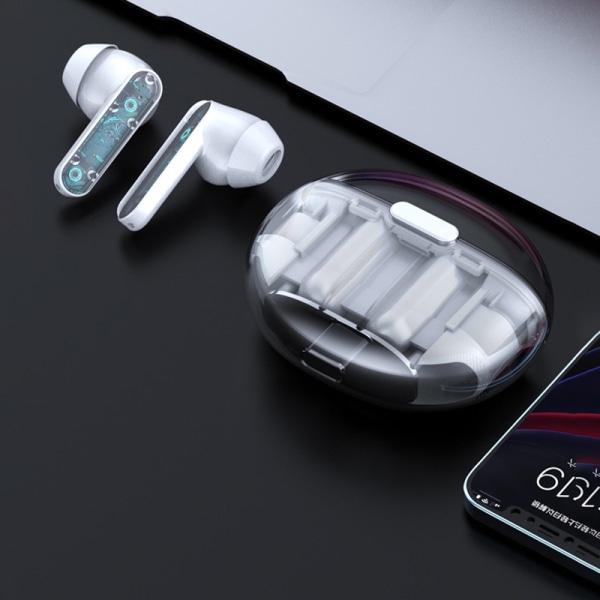 TWS Trådløs Bluetooth Mini-øretelefon Transparent Cabin Portable Purple