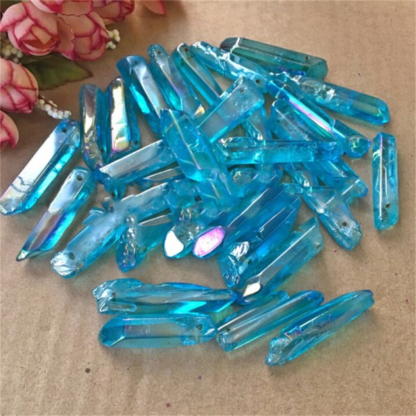 1 STK Blue Sjælden Naturlig Quartz Crystal Stones Point Healing Treat