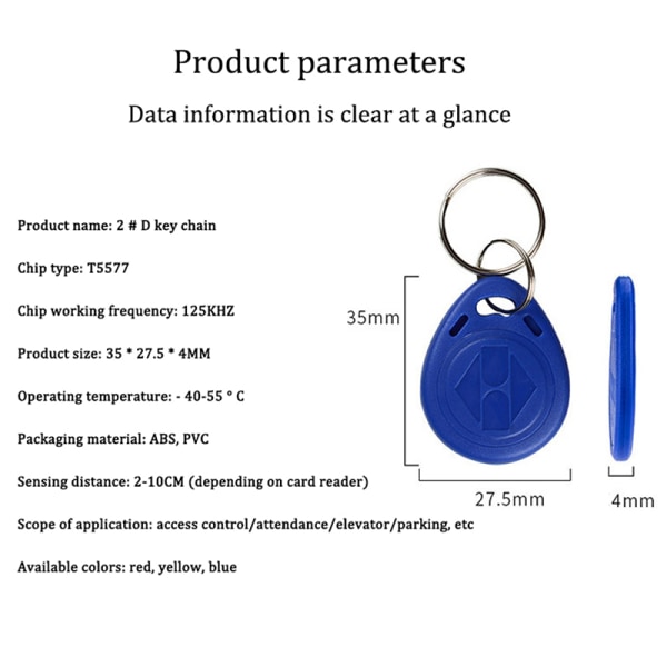 2st T5577 Rewritable Rfid Tag Ring Card RFID Keys Tom Key
