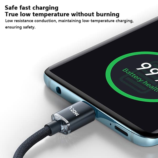 120W USB C til Type C-kabel til IPhone 15 Pro Max 13 Oneplus PO Blue-1m