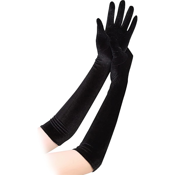 53cm Kall Varm Gyllene Sammet Polyester Handskar Klänning Bröllop Glo A4