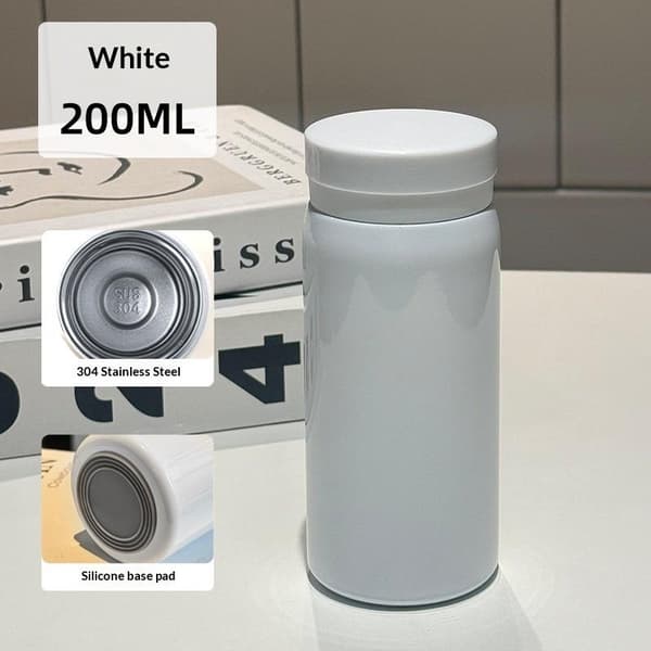 200 ml Mini Termosflaske Kaffekrus Rustfritt Stål Isolert White
