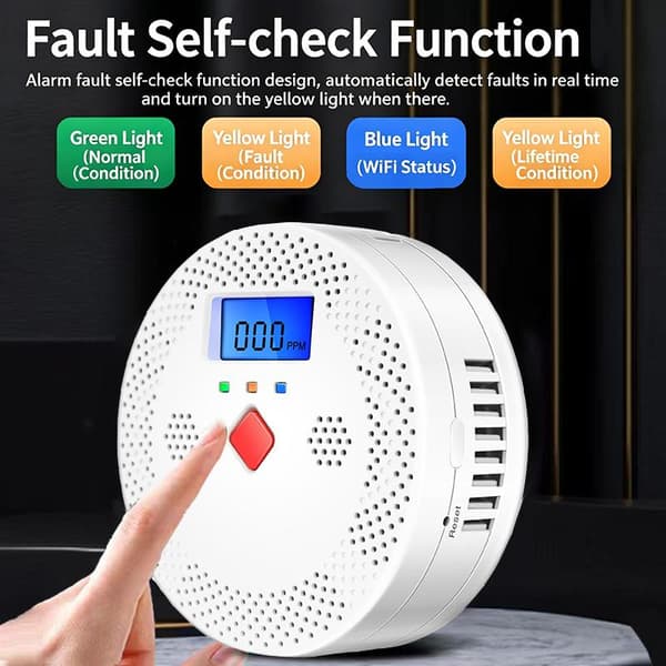 WiFi Smart Kolmonoxiddetektor Larm 85dB Ljudvarning LC