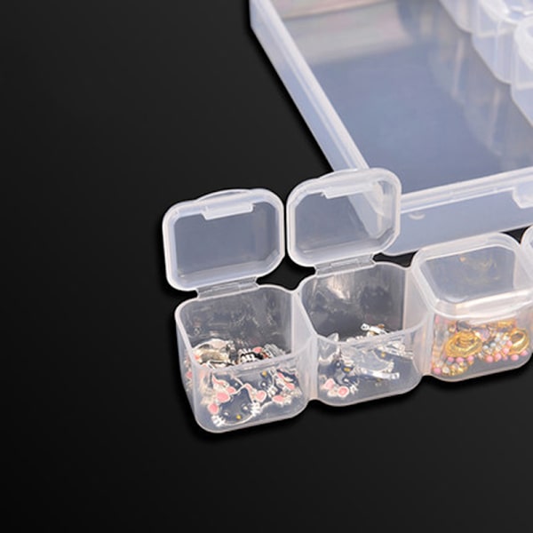 Multifunction Organizer Case 28 Grid Plast Storage Box Jewelr Transparent