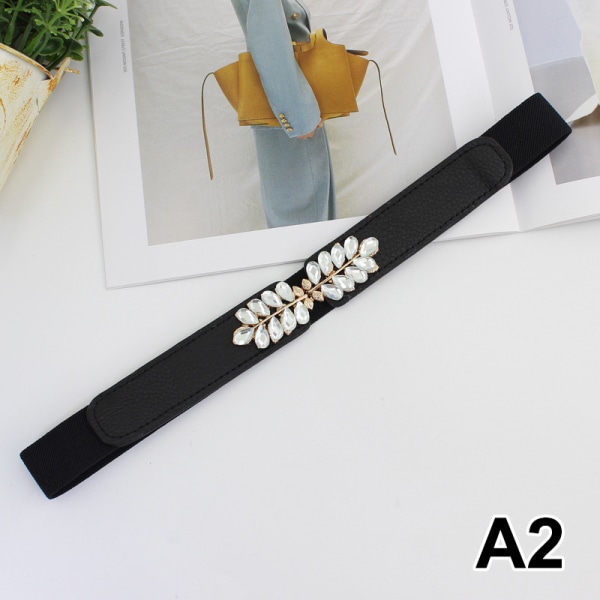 Dammode Elastisk Stretch midjeband Kristallbälte Cinch Wai A2