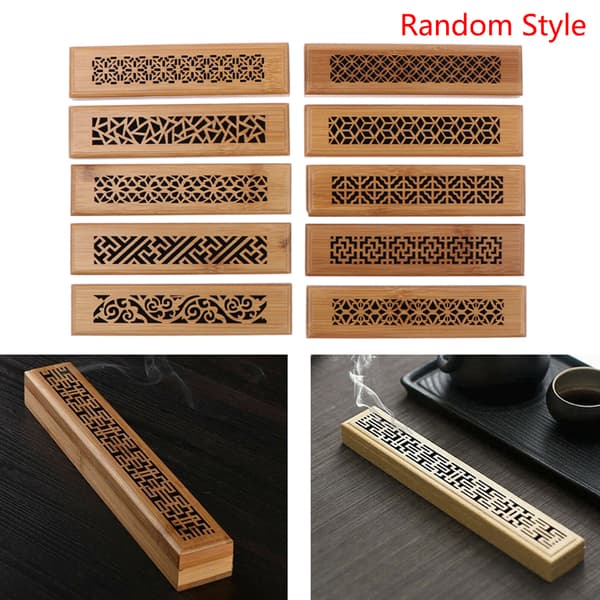 1st Bambu Trä Rökelse Stick Hållare Burning Joss Insence Box B