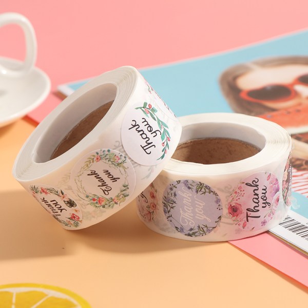 500 kpl kukkainen kiitostarra Seal Label Scrapbooking Sti B