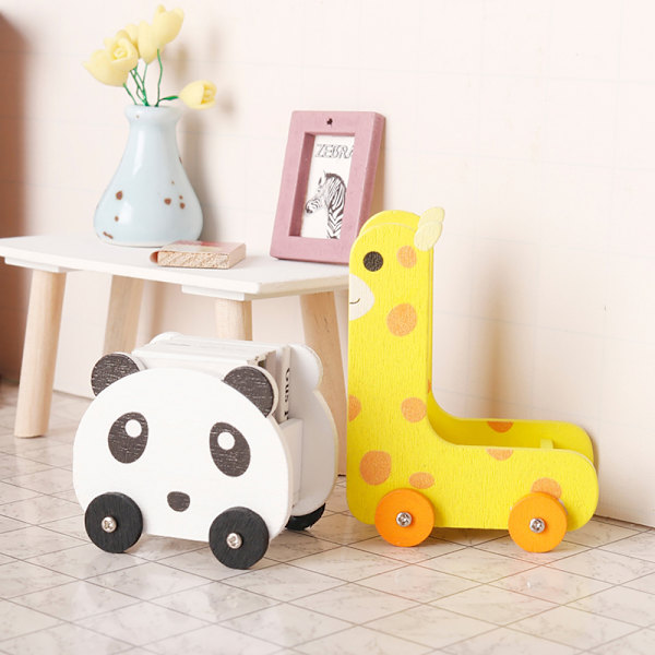 1:12 Dockhus Miniatyr Panda Trolley Giraffe förvaringskorg F Giraffe