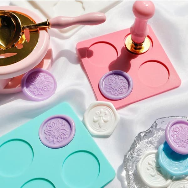 Voksseglstempel Silikoneformpude til 25 mm stempelfiksering af voks Pink Hexagon