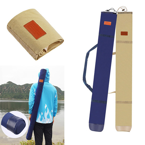 Stor kapacitet sammenfoldelig transportabel fiskestang taske fiskeparaply Blue 140cm