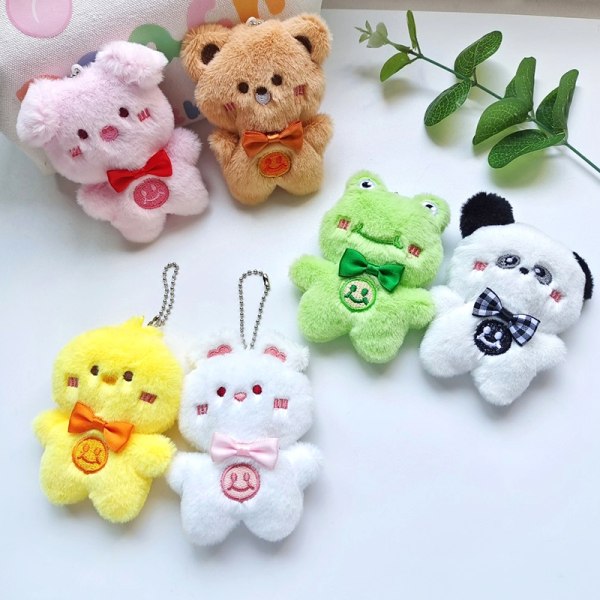 Animal Plysj Toy Bear Frog Panda Pendant Doll Keychain Bag Key Frog