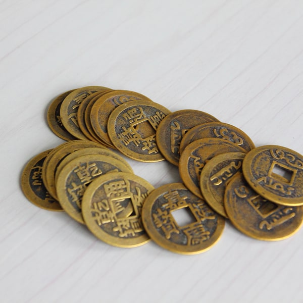 10 stk Feng Shui-mynter 1,00" 2,5 cm Lucky Fortune Coin I Ching S