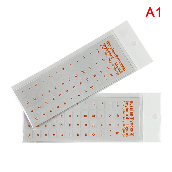 Russiske transparente tastaturklistremerker Språkalfabet Orange