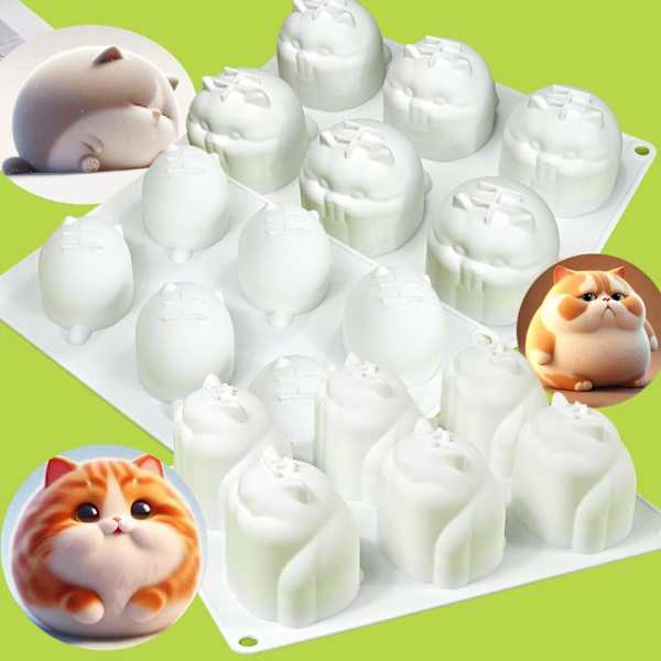 3D Dejlig Kat Budding Mousse Form DIY Dyr Mochi Dessert Cho B