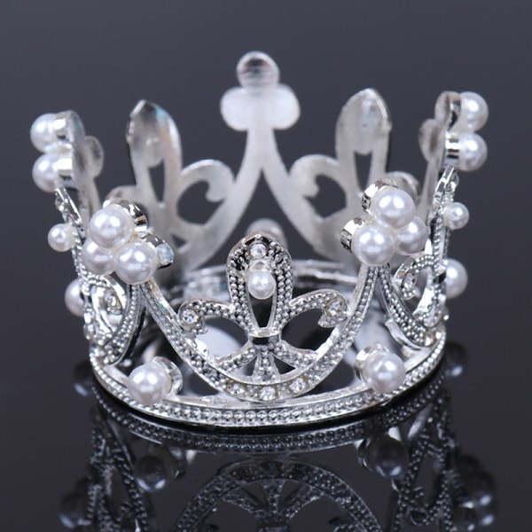 Kronprinsessan Topper Crystal Pearl hårprydnader för bröllop Silver