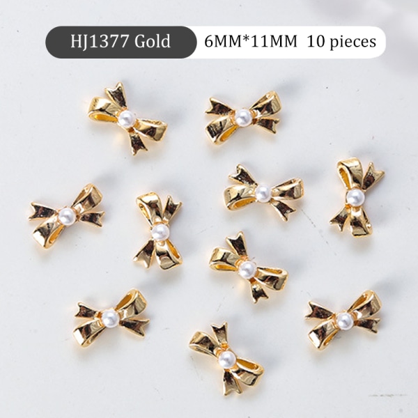 10 kpl 3D Mini metallinauha Bowknot Nail Art Pearl strassit D HJ1378