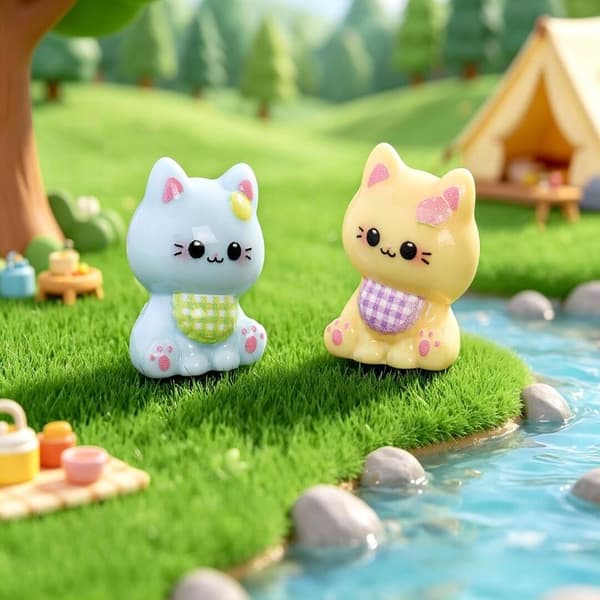 6 kpl hahmoja Mini e Kissa Mikromaisema Käsityöt Koristeet 6pcs