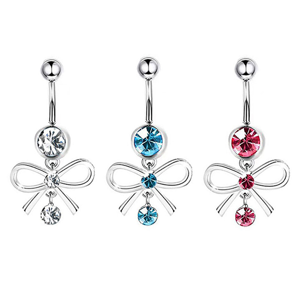 Rosa sirkon navle ringer i rustfritt stål Sexy Dangle Nave A4