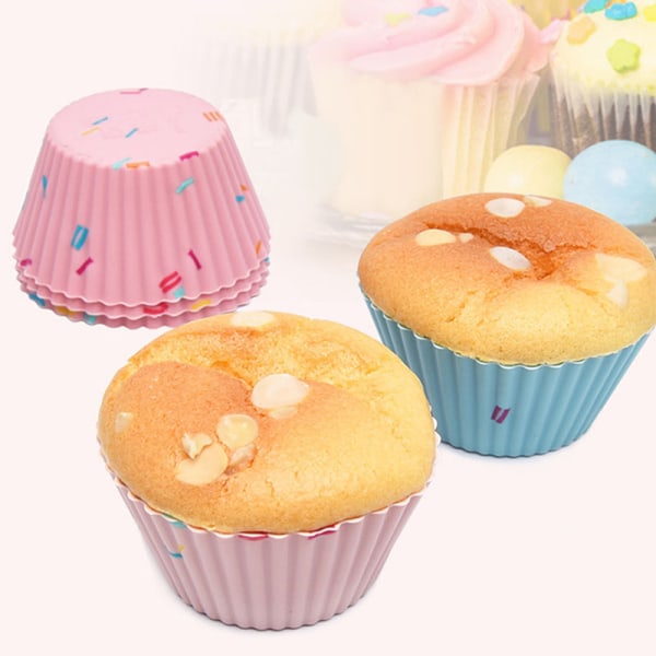 6 stk/sett Gjenbrukbar silikon cupcake form Muffins kake bakeform