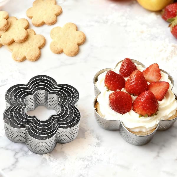1 stk rustfritt stål tertering bakemousse perforert smuldre A