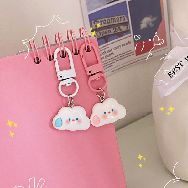 e Cartoon Cloud Keychain Creative Kawaii Avaimenperä Reppu Charm Blue