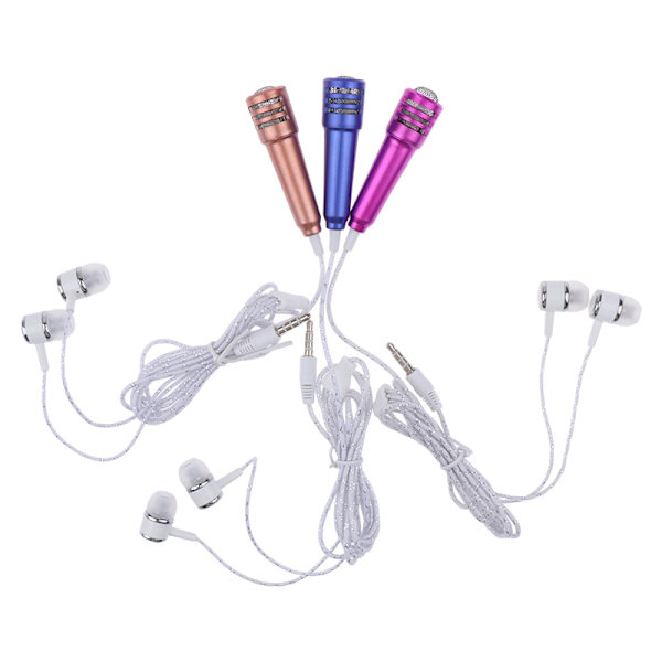 3,5 mm Karaoke Mikrofon Hörlurar In-Ear Headset Mini Stereo Wi Rose red
