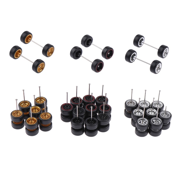 1 Set 1/64 modellbilhjul med gummidäck Modifierade delar Ve B26 10Claws Red
