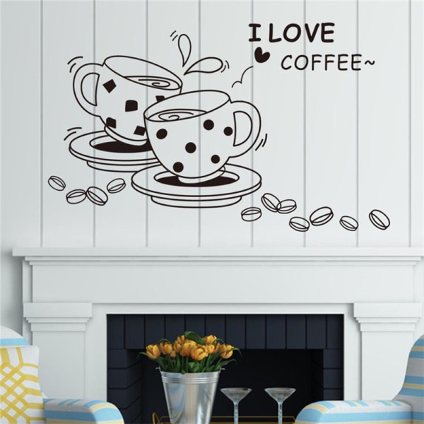 I Love Coffee Seinätarra Irrotettava e Kahvikuppiseinätarra Ki