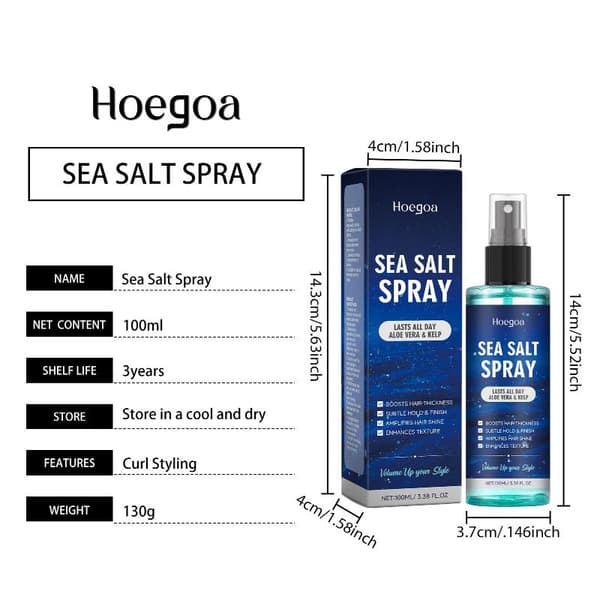 Havssalt texturiserande spray för strandvågor med kelpextrakt