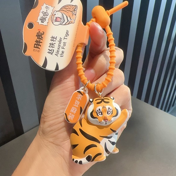 e Tiger Nøglering Vedhæng Elastisk Stretch Anime Character Model A4