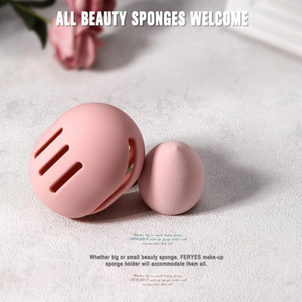 Sminksvamphållare Miljövänlig Silikon Multihole Beauty Ble Pink