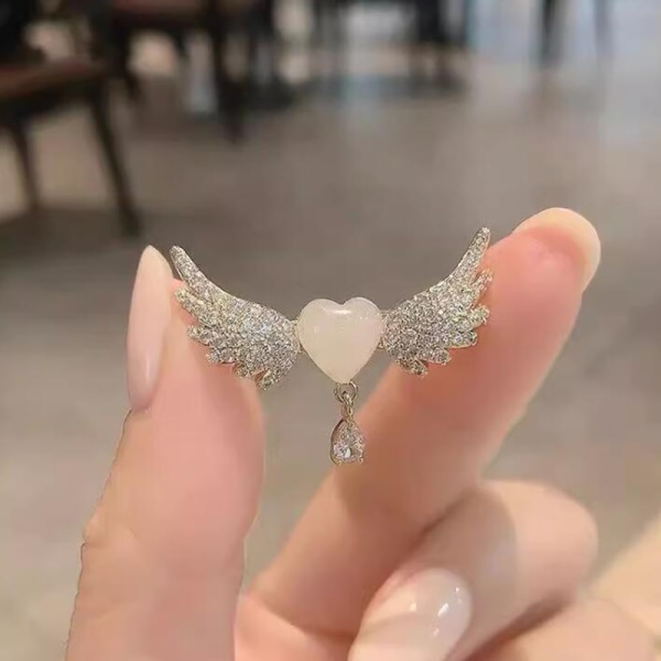 Fashion Heart Wings Crystal Broscher För Kvinnor Flickor Boutique B