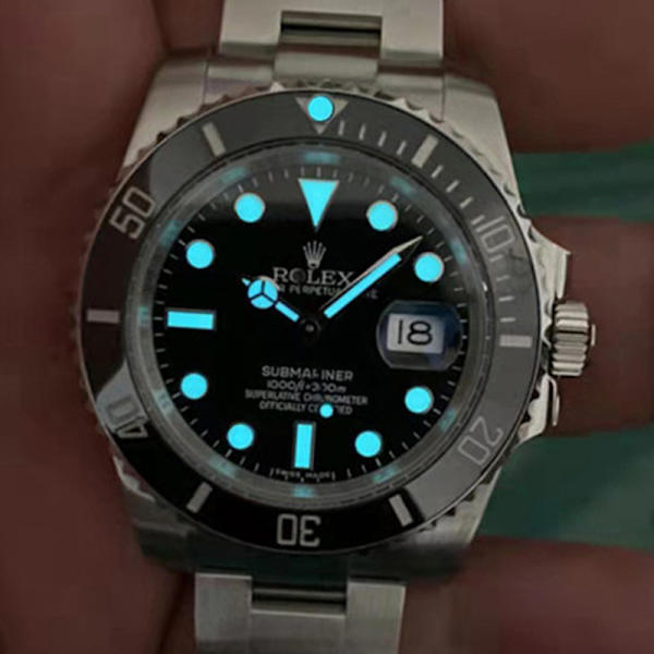 Grønne/blå/lysende klokkeringperler Lysende Submariner-ring A2