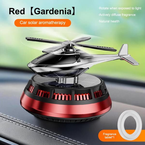 Solcellsdriven billuftfräschare Parfym Helikopter Dekor Inredning Red