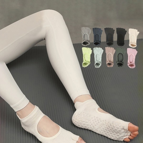 Kvinnor Halvtå Balett Yogastrumpor Halkfri Peep Toe Anti-Slip Pi A3