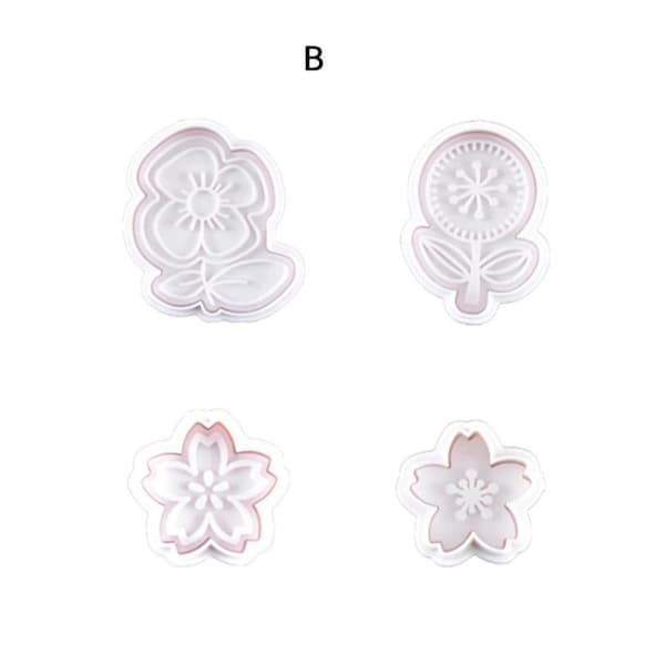 4 st/set 3D Blomstermönster Plastkexform DIY Kökstårta B