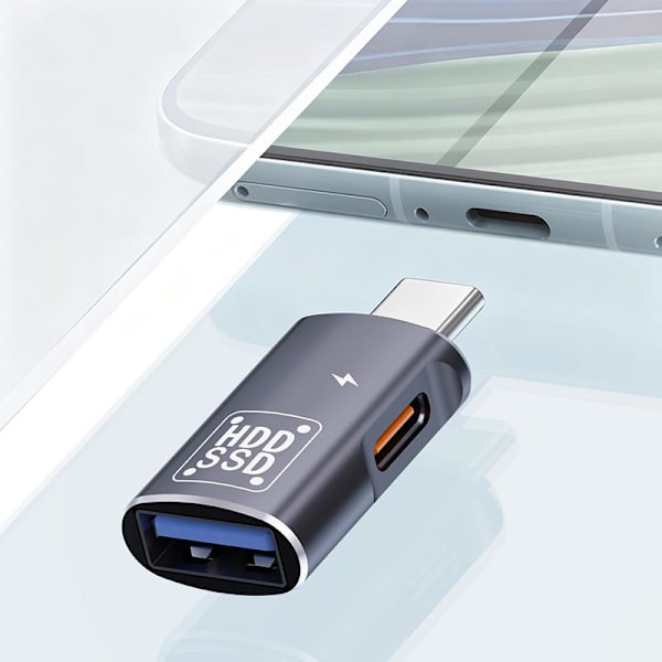 2-i-1 Type C OTG Adapter USB 2.0 Hun Til Telefoner/Bærbare Computere - D Silver