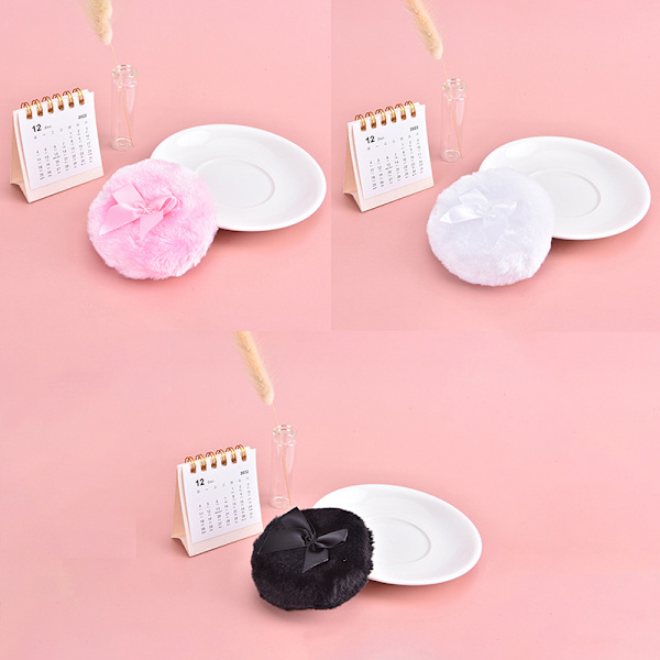 Butterfly Round Cosmetic Villus Soft Plush Powder Puff Sponge B Pink
