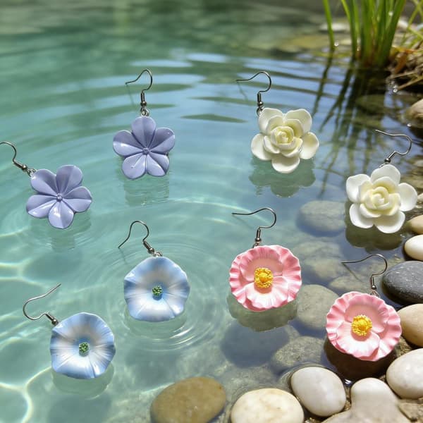 Boho 3D Blomster Dingleøreringe til Kvinder Farverig Harpiks Blomster A6