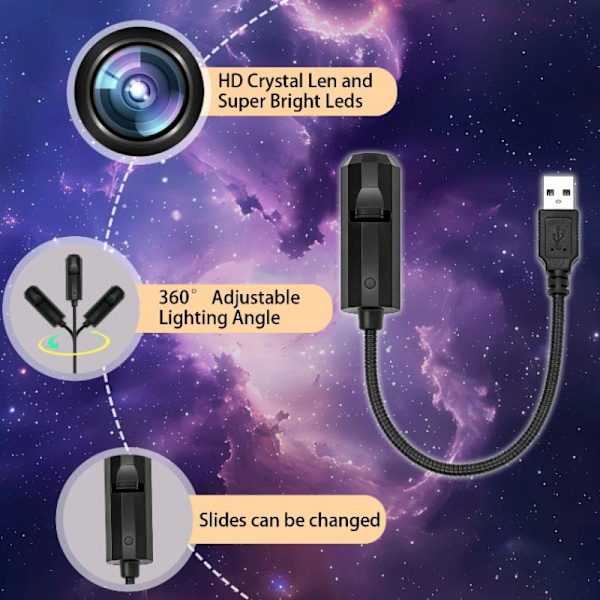 Syv Temamønstre USB-projeksjon Tak Atmosfærelys
