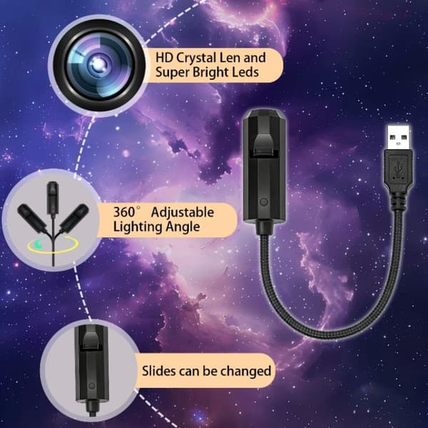 Syv Tematiske Mønstre USB Projektion Loft Atmosfære Lys