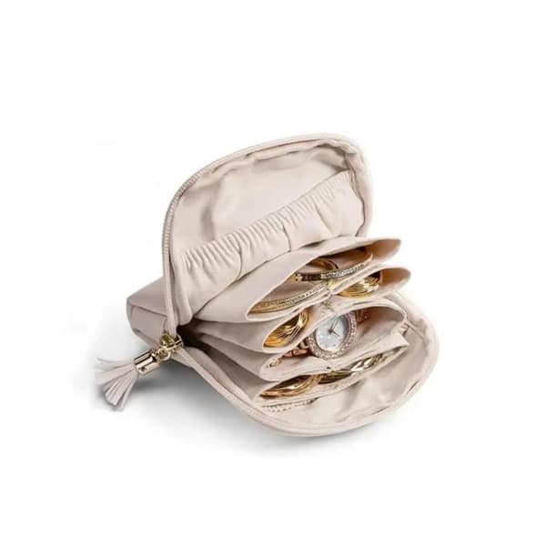 Kvast PU Læder Smykkeopbevaringspose Øreringe Armbånd Organizer Brown